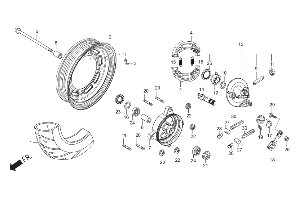 F-10A-LX FRONT WHEEL (SHEET METAL) (LX) diagram showing 44610-AAL-110