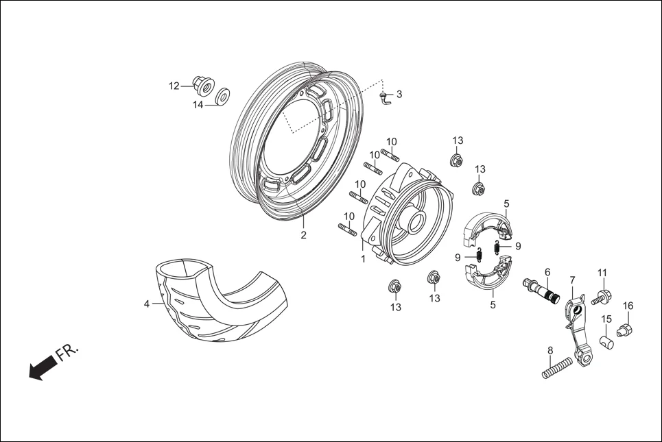F-11A-LX REAR WHEEL (SHEET METAL)(LX) diagram showing 43472-KPL-900