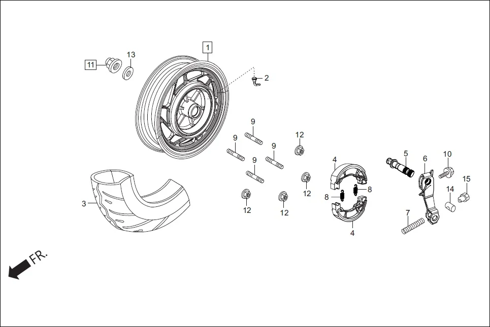 F-11-VX REAR WHEEL(VX) diagram showing K42426AALD200S