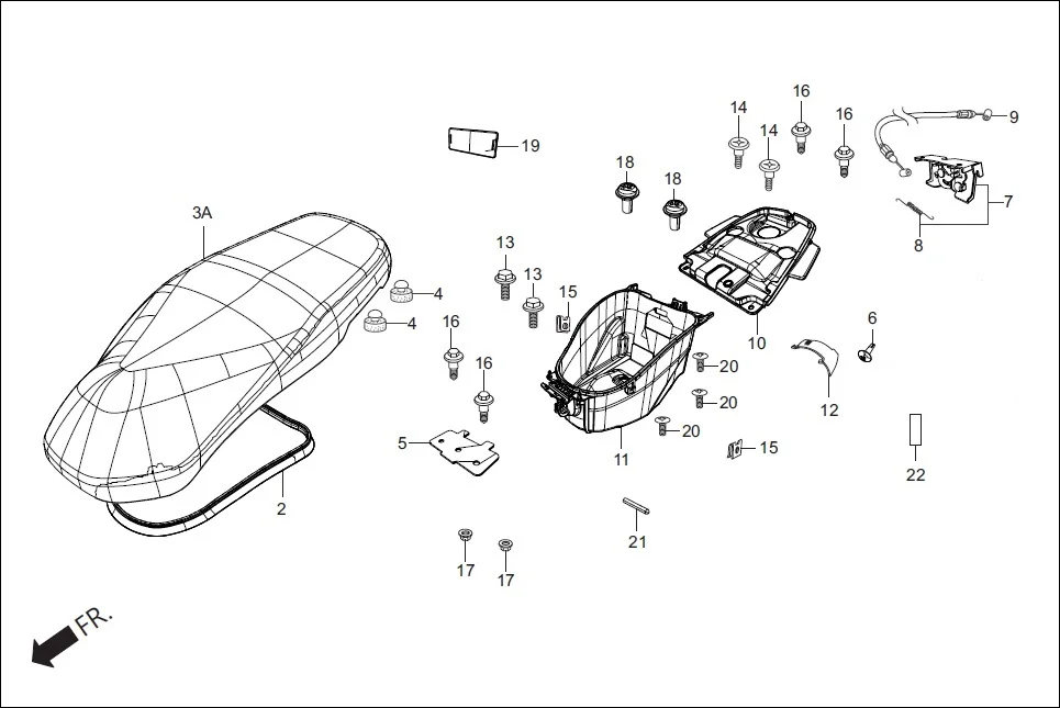 F-12-LX SEAT/LUGGAGE BOX/ LIGHT ASSY. BOOT diagram showing 77201-AAL-500