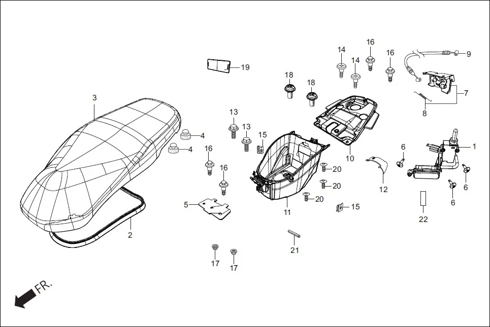 F-12-VX SEAT/LUGGAGE BOX/ LIGHT ASSY. BOOT diagram showing 77200-AAL-510