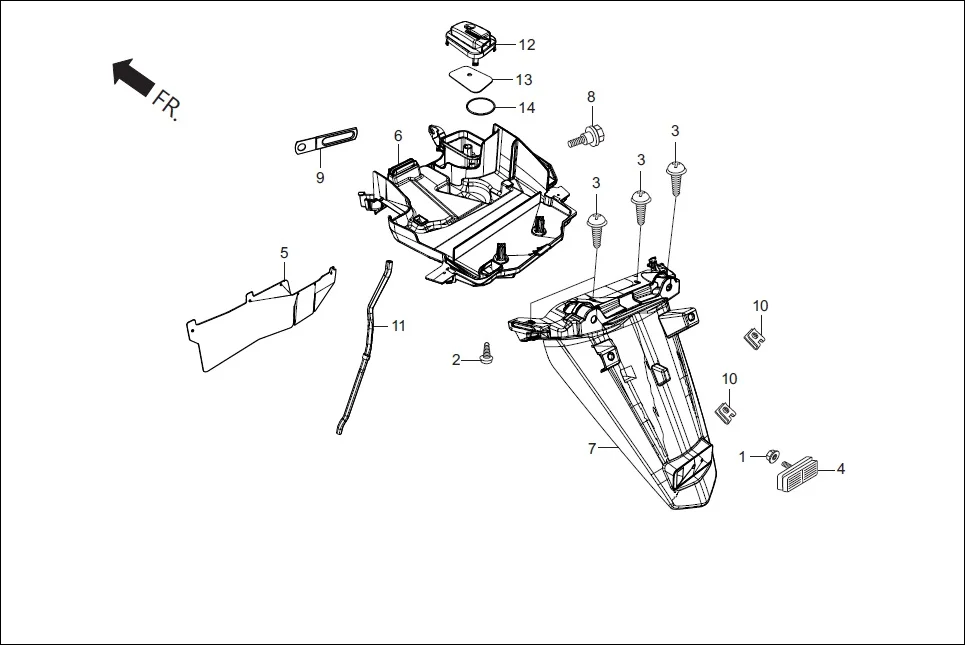 F-14 REAR FENDER diagram showing 94050-06000