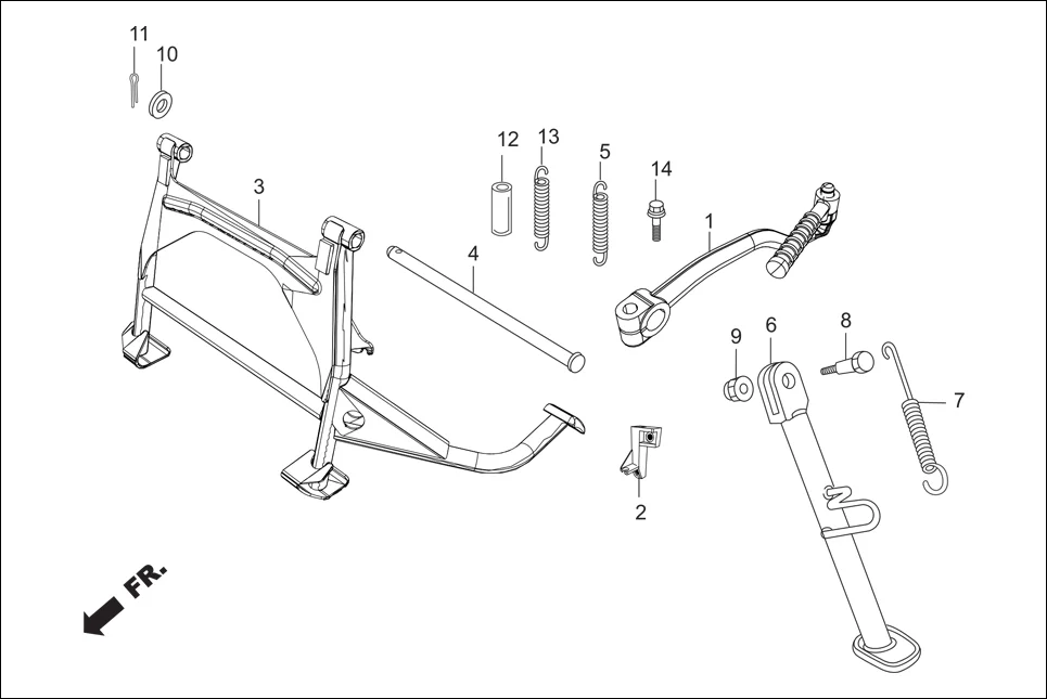 F-17 ARM KICK START/MAIN STAND/SIDE STAND assembly diagram for Hero Pleasure+ (June,2019)