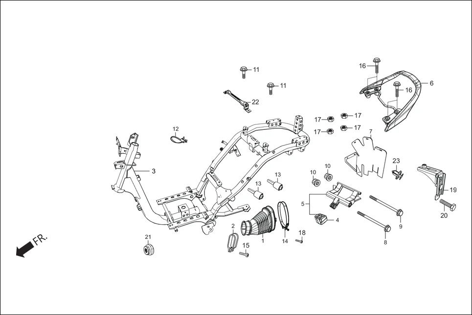 F-23 FRAME BODY diagram showing 50100-AAL-500