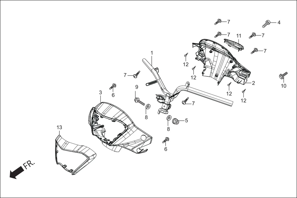 F-4-VX STEERING HANDLE/HANDLE COVER diagram showing 53205-AAL-500W