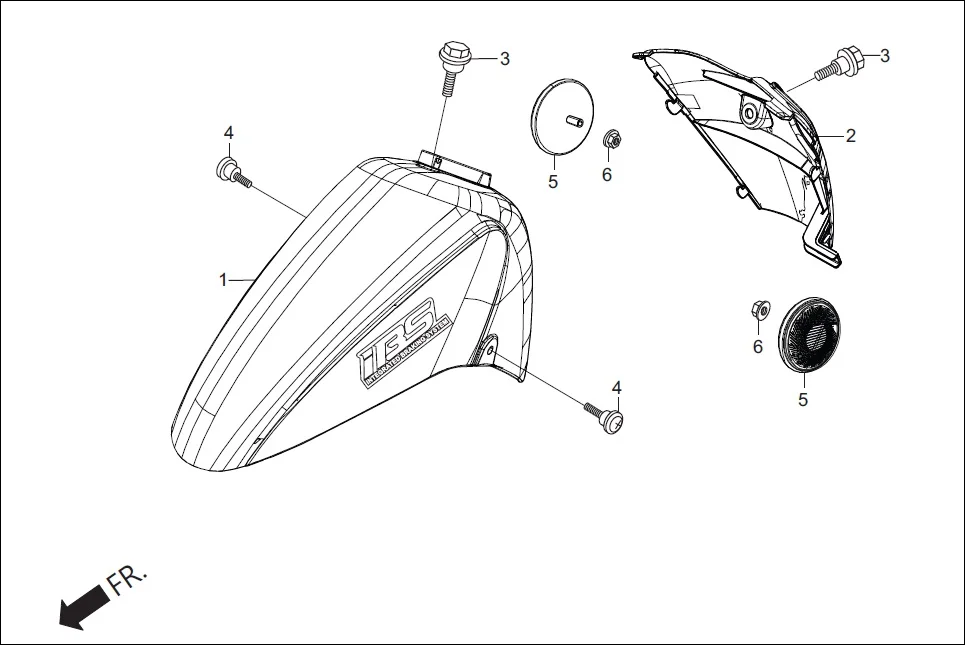 F-5-LX FRONT FENDER diagram showing 61105-AAL-500R