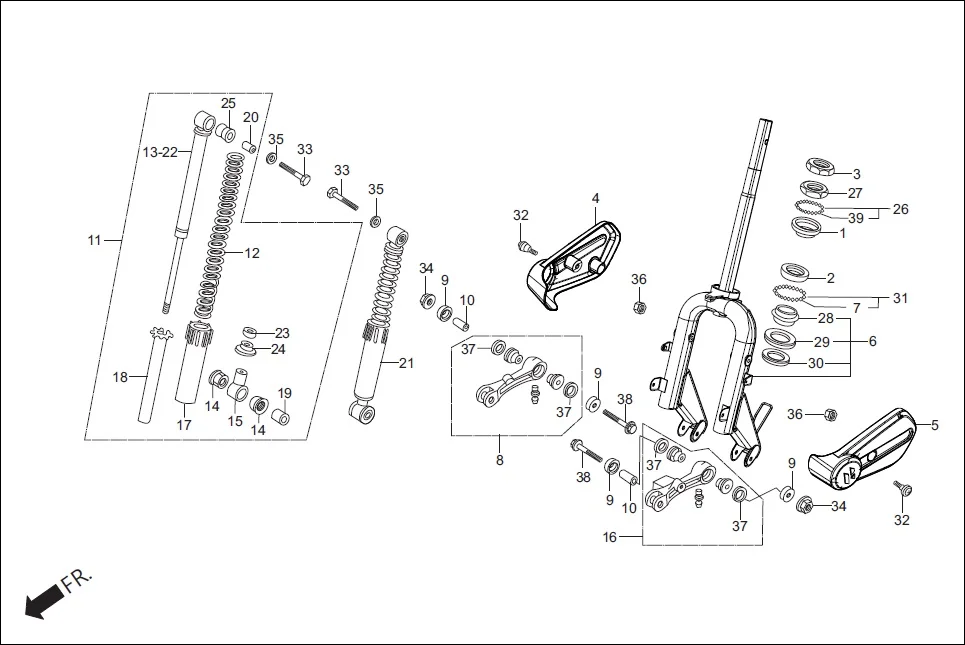 F-9 STRG. STEM/FR. FORK diagram showing 90443-KPL-900