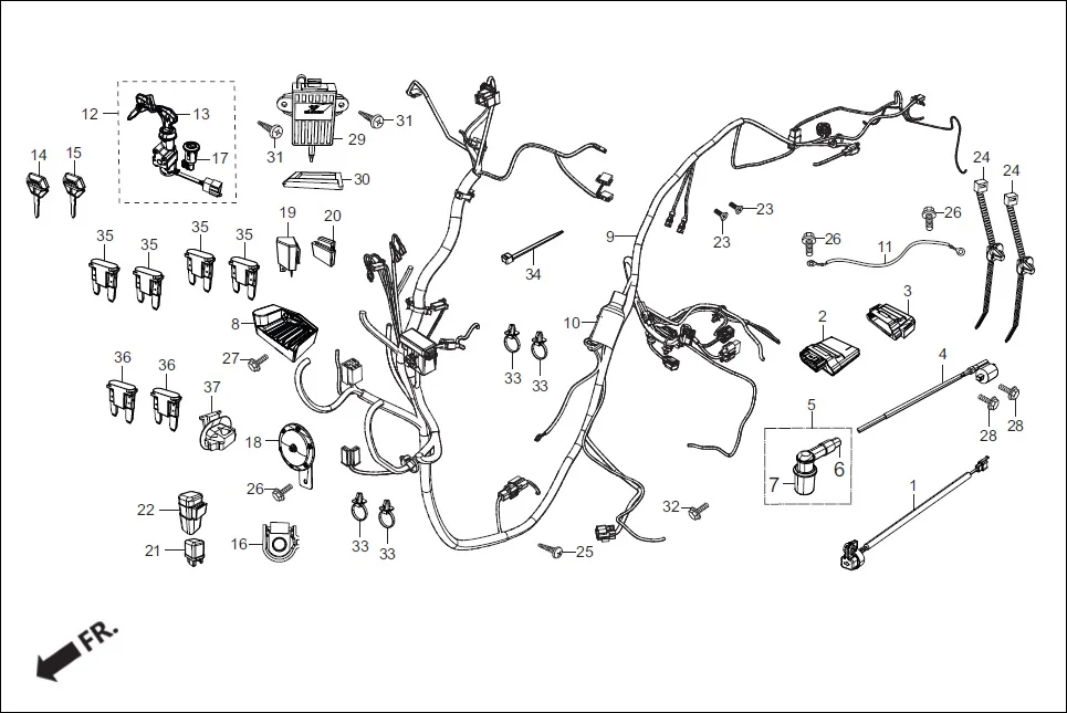 F-22-VX WIRE HARNESS assembly diagram for Hero Pleasure + BSVI (Jan, 2020)