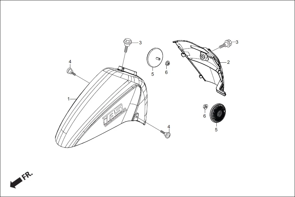F-5-VX FRONT FENDER assembly diagram for Hero Pleasure + BSVI (Jan, 2020)