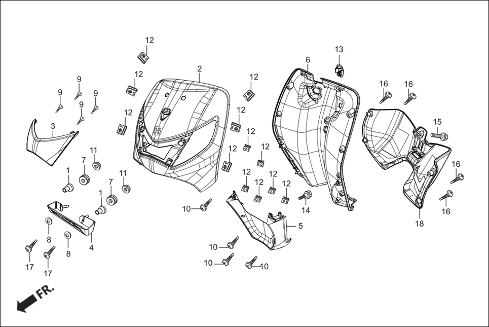 F-6-VX FR. &amp; INNER COVER assembly diagram for Hero Pleasure + BSVI (Jan, 2020)