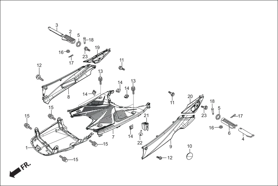 F-7-VX FLOOR PANEL assembly diagram for Hero Pleasure + BSVI (Jan, 2020)