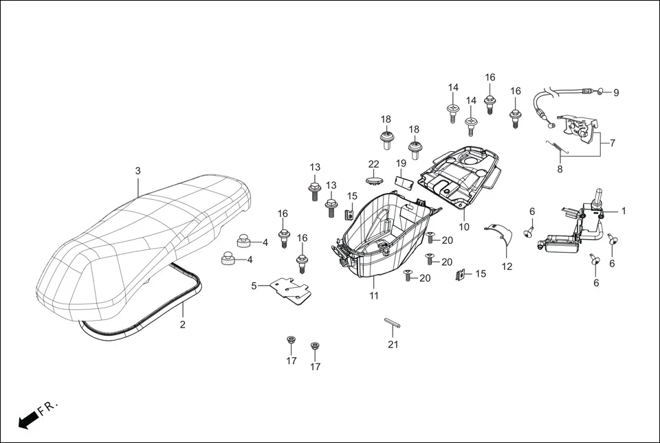 F-12-VX SEAT/LUGGAGE BOX/LIGHT ASSY. BOOT assembly diagram for Hero Pleasure + 110 (July,2022)