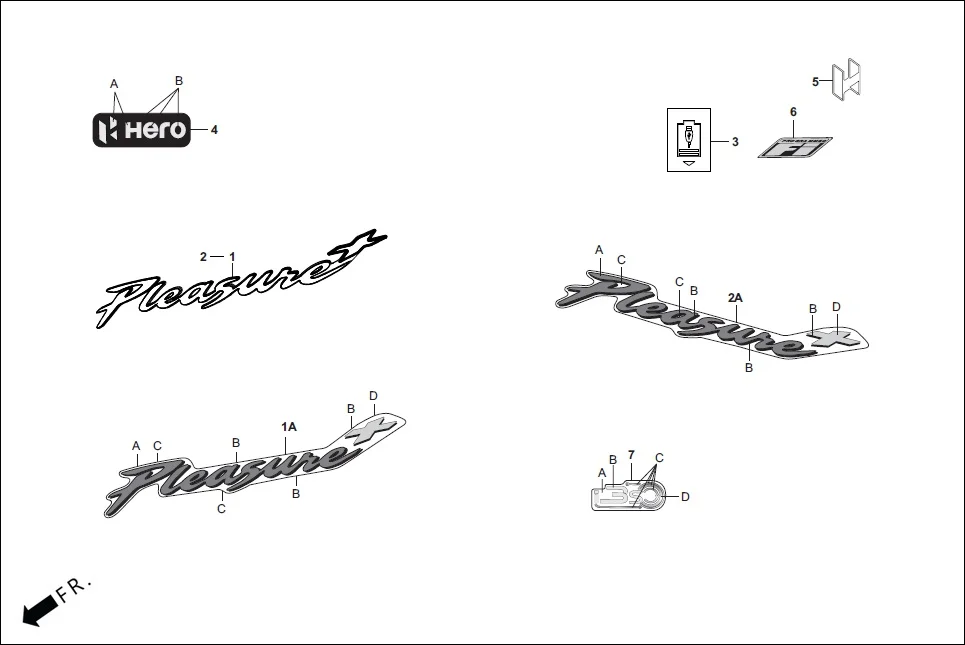 F-26-VX MARK/STRIPE assembly diagram for Hero Pleasure + 110 (July,2022)