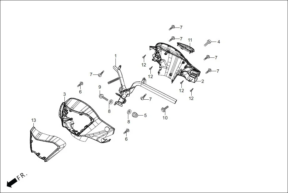F-4-VX STEERING HANDLE/HANDLE COVER assembly diagram for Hero Pleasure + 110 (July,2022)