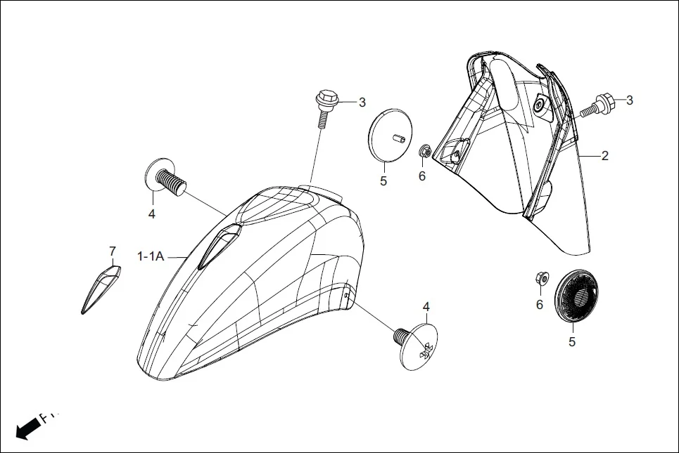F-5-ZX FRONT FENDER assembly diagram for Hero Pleasure + 110 (July,2022)