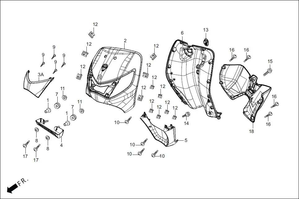 F-6-VX FR. &amp; INNER COVER assembly diagram for Hero Pleasure + 110 (July,2022)