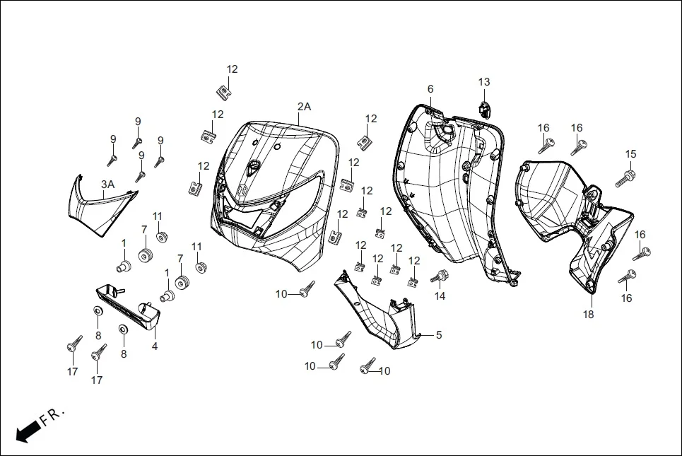 F-6-ZX FR. &amp; INNER COVER assembly diagram for Hero Pleasure + 110 (July,2022)