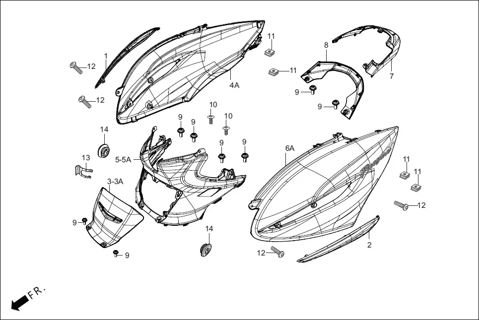 F-8-ZX BODY COVER assembly diagram for Hero Pleasure + 110 (July,2022)