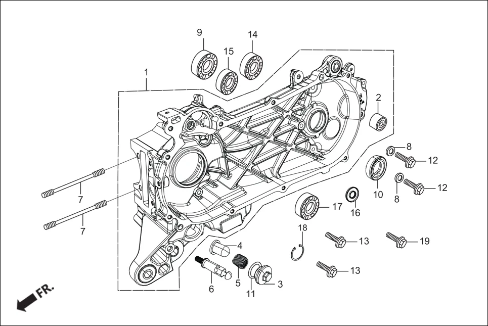 E-15 LEFT CRANK CASE