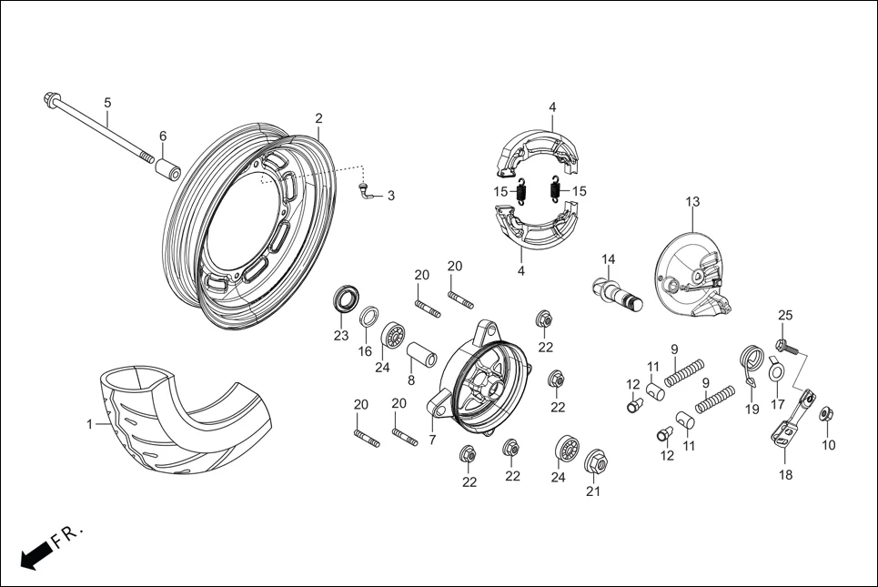 F-10A-LX FRONT WHEEL(SHEET METAL) (LX) diagram showing 42702-AAL-110