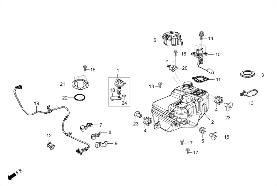F-13 FUEL TANK diagram showing 17570-AAL-900