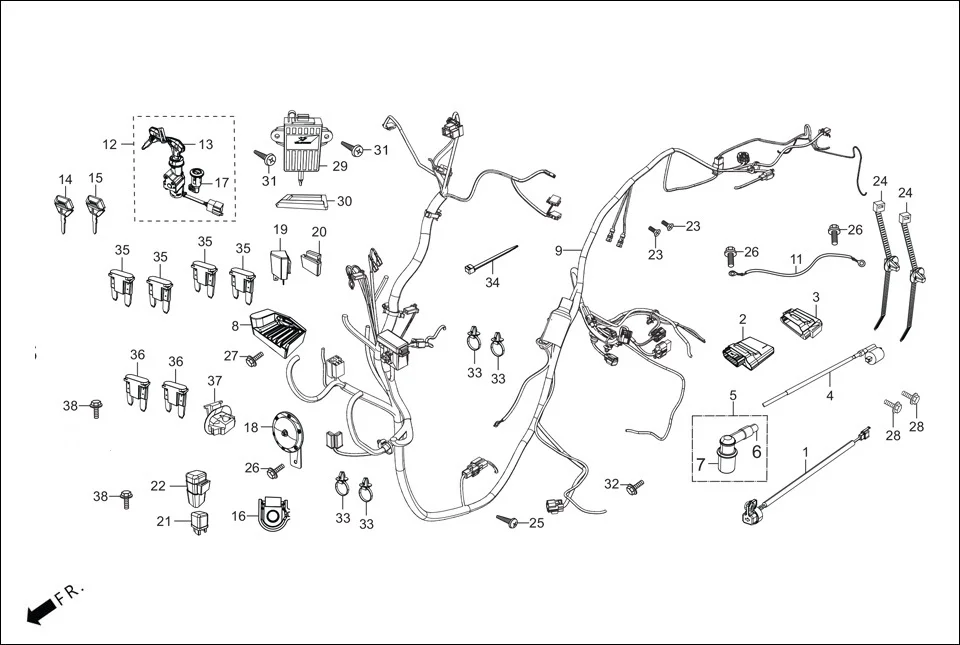 F-22-VX WIRE HARNESS diagram showing 95701-06016-00