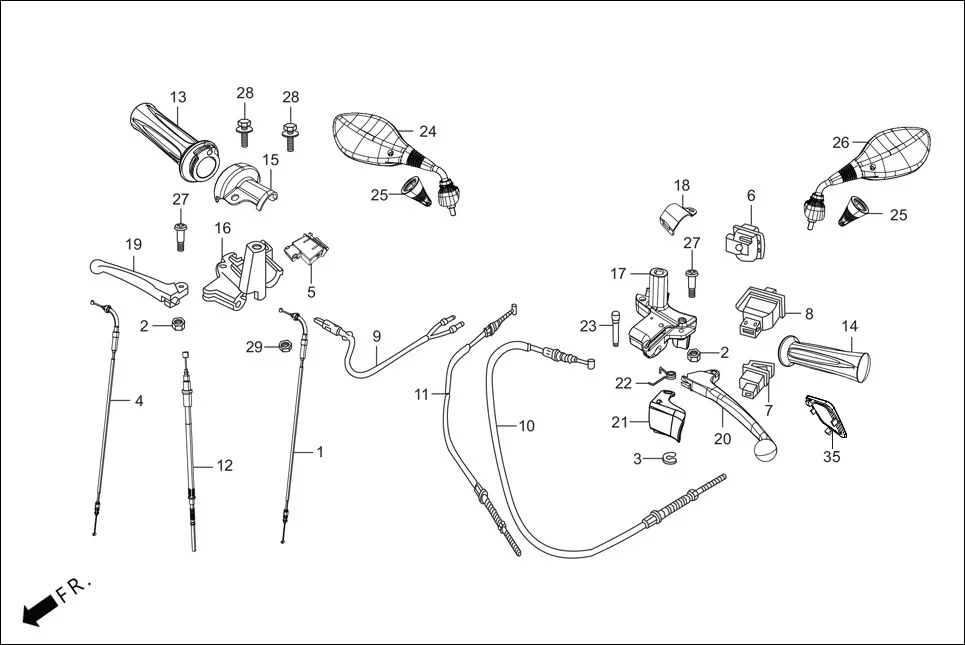 F-3-LX HANDLE LEVER/SWITCH/CABLE diagram showing 53172-AAL-100
