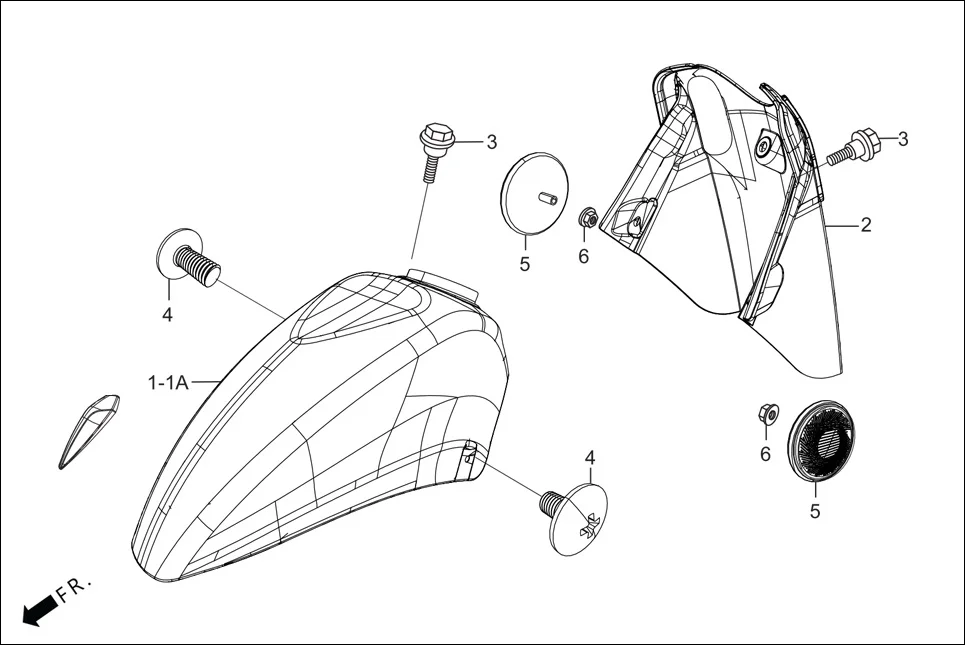 F-5A-VX FRONT FENDER diagram showing 90111-KPL-900