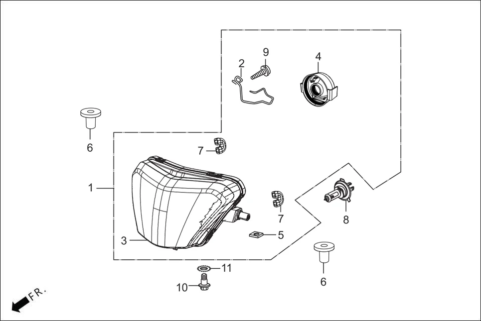 F-1-VX HEAD LIGHT assembly diagram for Hero PLEASURE PLUS 110 BSVI OBD2 (Apr,2025)