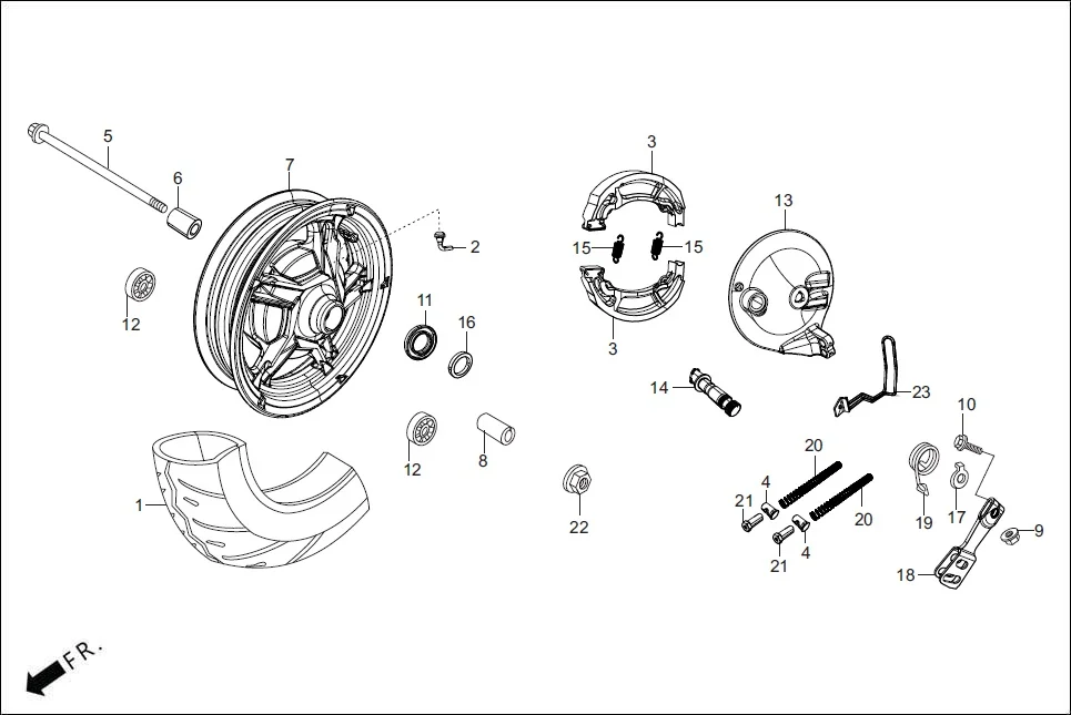 F-10-ZX FRONT WHEEL assembly diagram for Hero PLEASURE PLUS 110 BSVI OBD2 (Apr,2025)