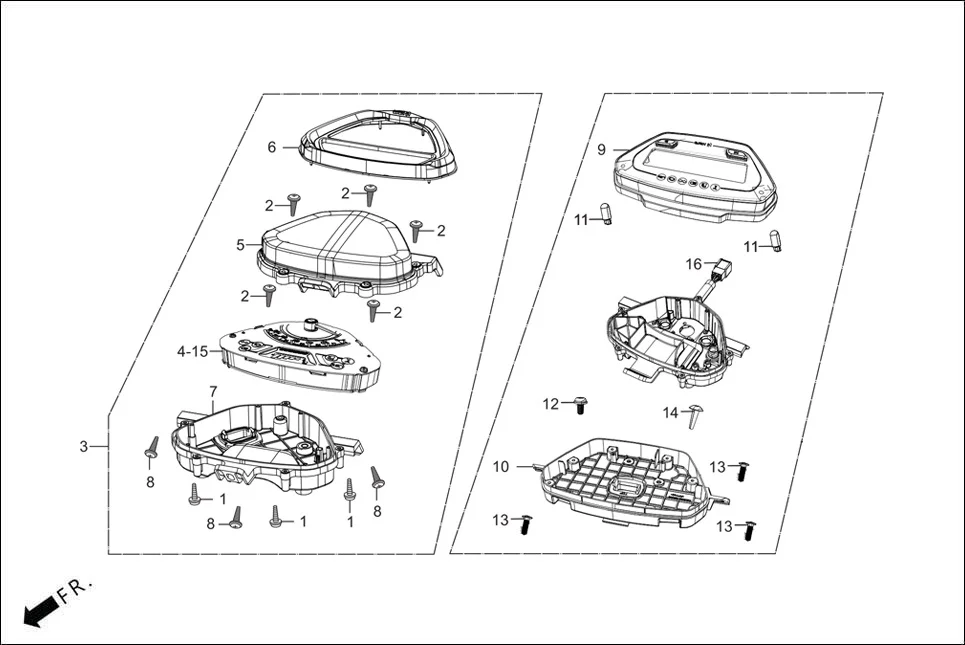 F-2-VX METER assembly diagram for Hero PLEASURE PLUS 110 BSVI OBD2 (Apr,2025)