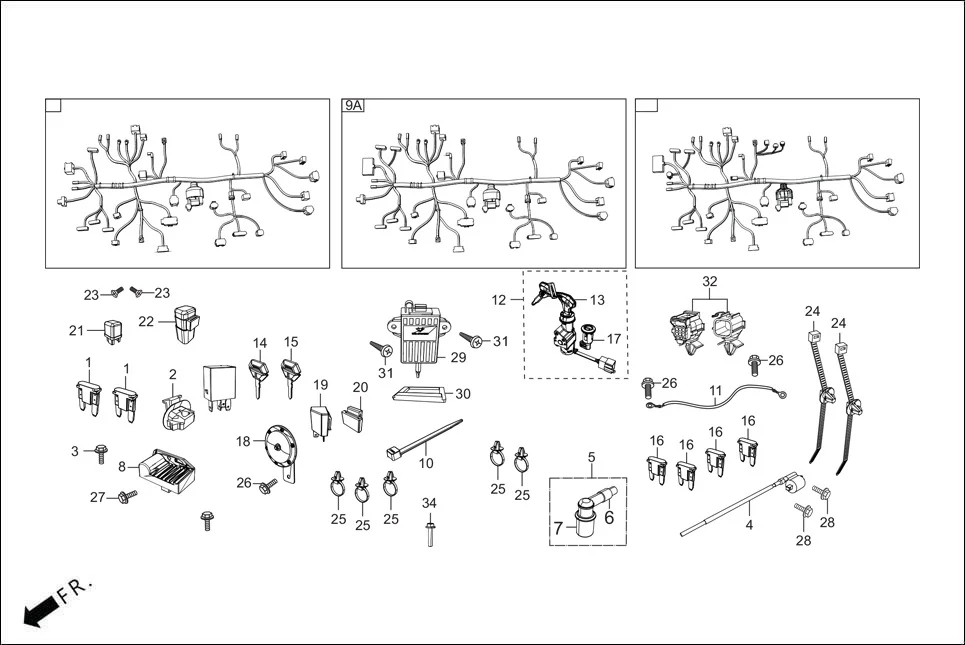 F-22-VX WIRE HARNESS assembly diagram for Hero PLEASURE PLUS 110 BSVI OBD2 (Apr,2025)
