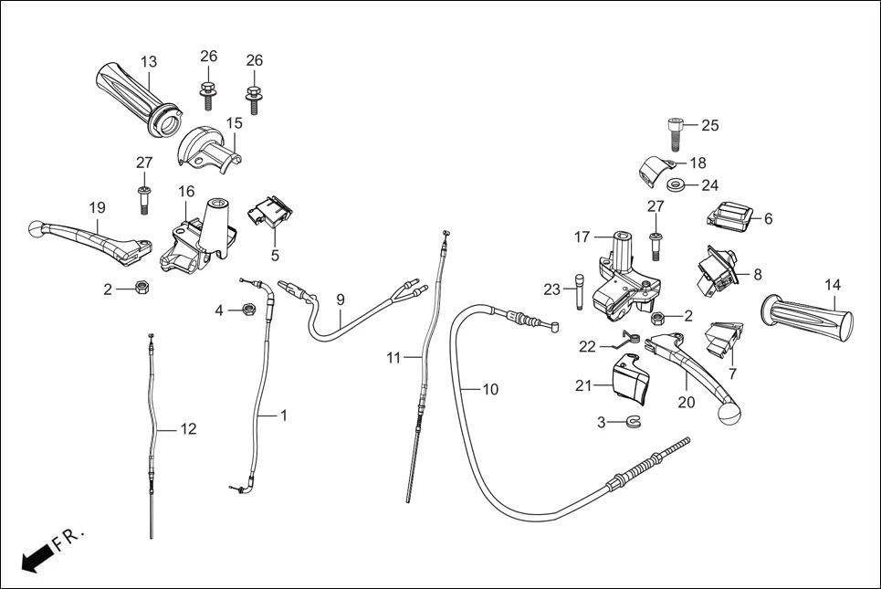 F-3 HANDLE LEVER/SWITCH/CABLE assembly diagram for Hero PLEASURE PLUS 110 BSVI OBD2 (Apr,2025)
