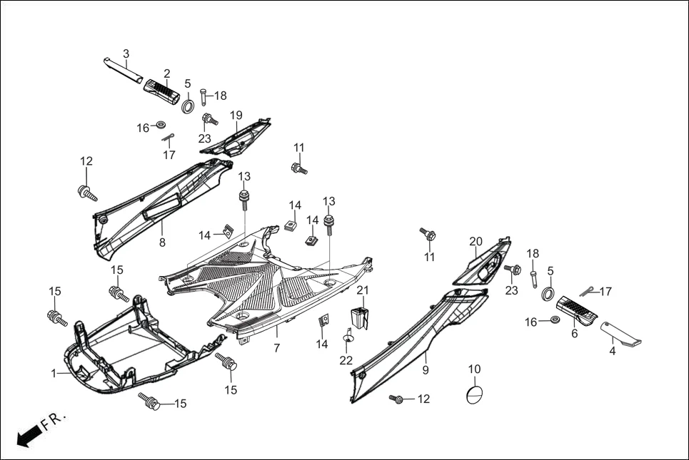 F-7-VX FLOOR PANEL assembly diagram for Hero PLEASURE PLUS 110 BSVI OBD2 (Apr,2025)