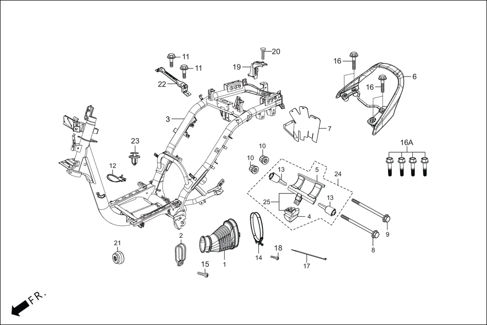 F-23_ZX+/CX FRAME BODY diagram showing 90304-KCS-920