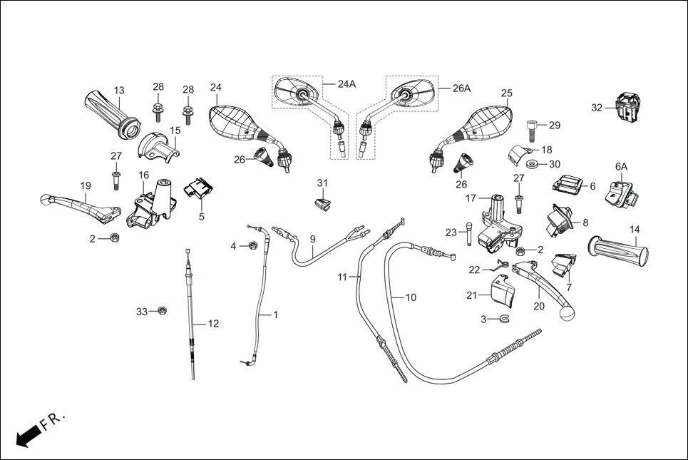F-3_ZX+ HANDLE LEVER/SWITCH/CABLE diagram showing 35170-AAL-E21