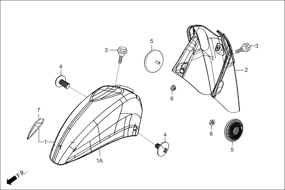 F-5_ZX+ FRONT FENDER assembly diagram for Hero PLEASURE 110 BS6 OBDA(July,2024)