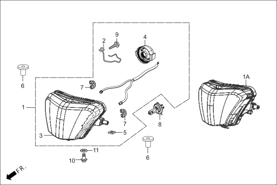 F-1-VX HEAD LIGHT diagram showing 34901-KSP-910
