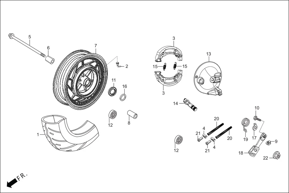 F-10 FRONT WHEEL (VX/ZX/CX) diagram showing 43455-AAL-100