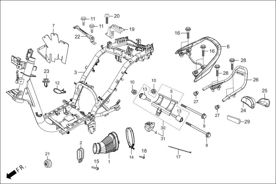 F-23-ZX-CX FRAME BODY diagram showing 90672-KPL-901