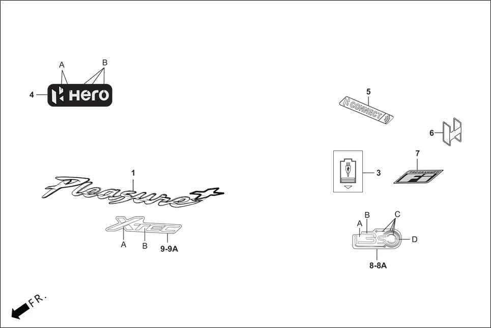F-26-VX MARK/STRIPE diagram showing 86830-AAF-400