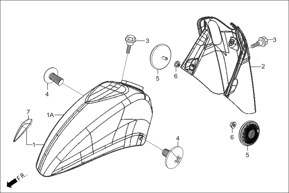 F-5-LX FRONT FENDER diagram showing 61100-AAL-E00Z