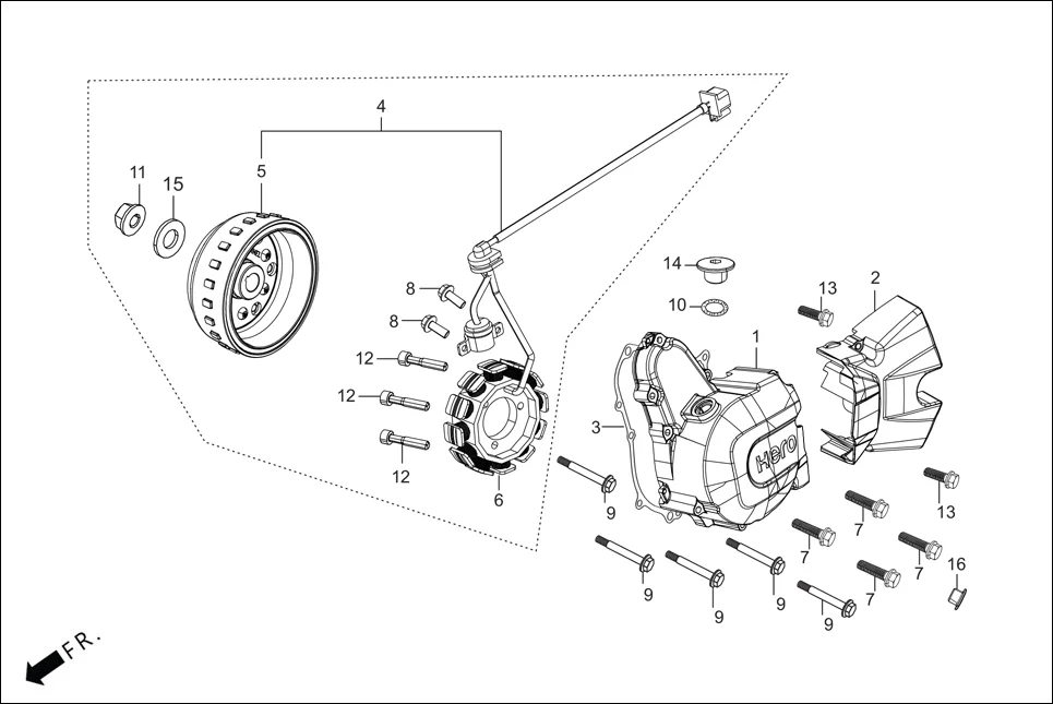 E-7A-SELF LEFT CRANKCASE COVER/A.C. GEN. ASSY. (SELF START)