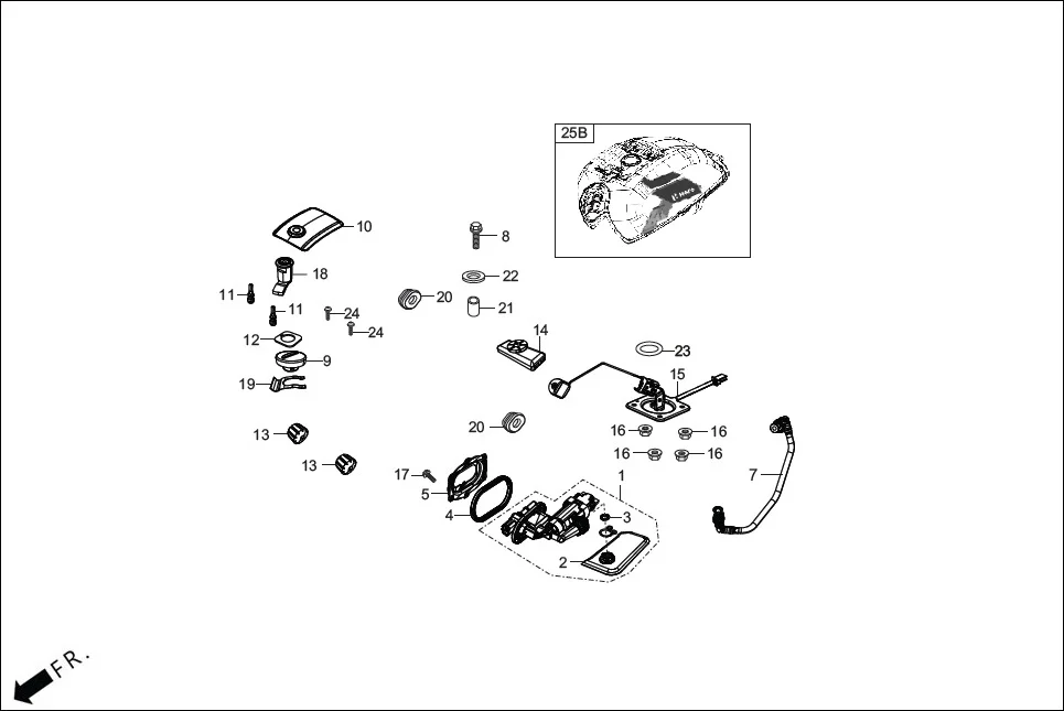 F-13-XTEC FUEL TANK diagram showing ADHMS6A0020CCG