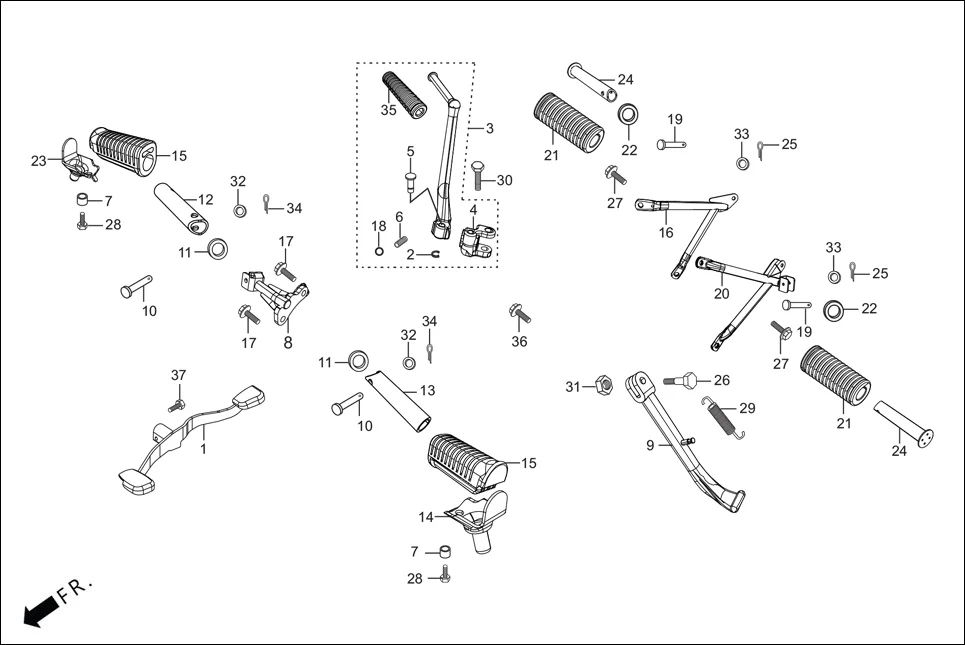 F-17 STEP ASSY./GEAR CHANGE PEDAL/SIDE STAND/PILLION STEP. diagram showing 95014-72302