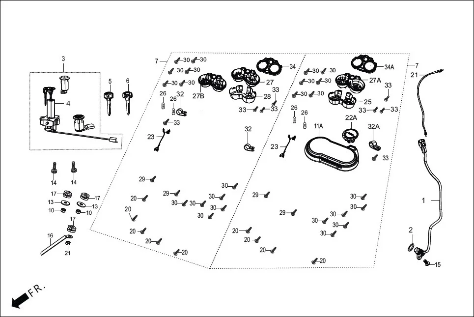F-2-SELF SPEEDOMETER/CABLE/KEY SET diagram showing 96001-06012-00