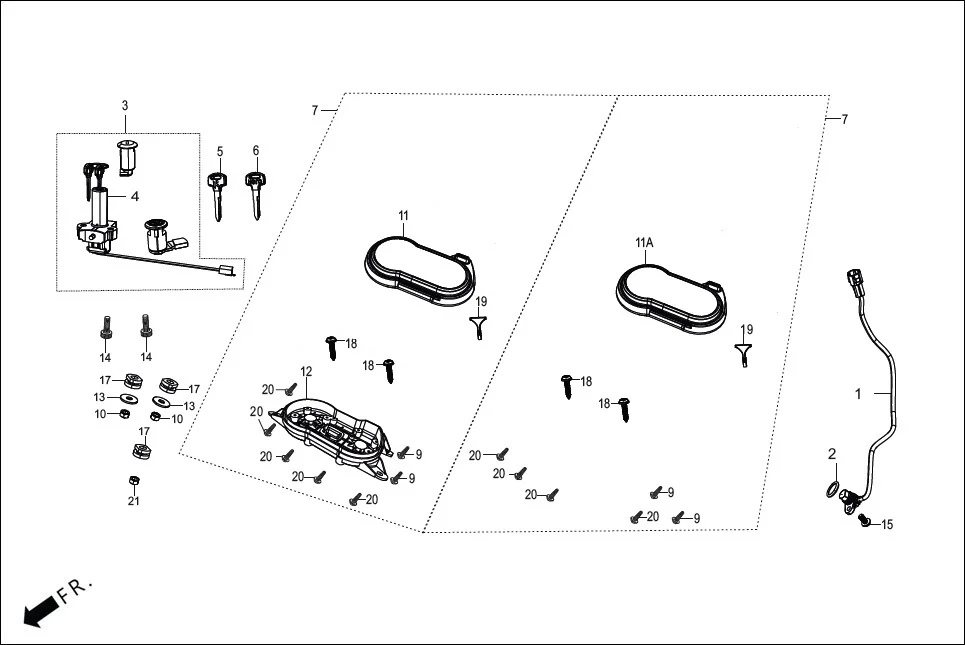 F-2-XTEC-DRUM SPEEDOMETER/CABLE/KEY SET diagram showing 37111-AAE-B02