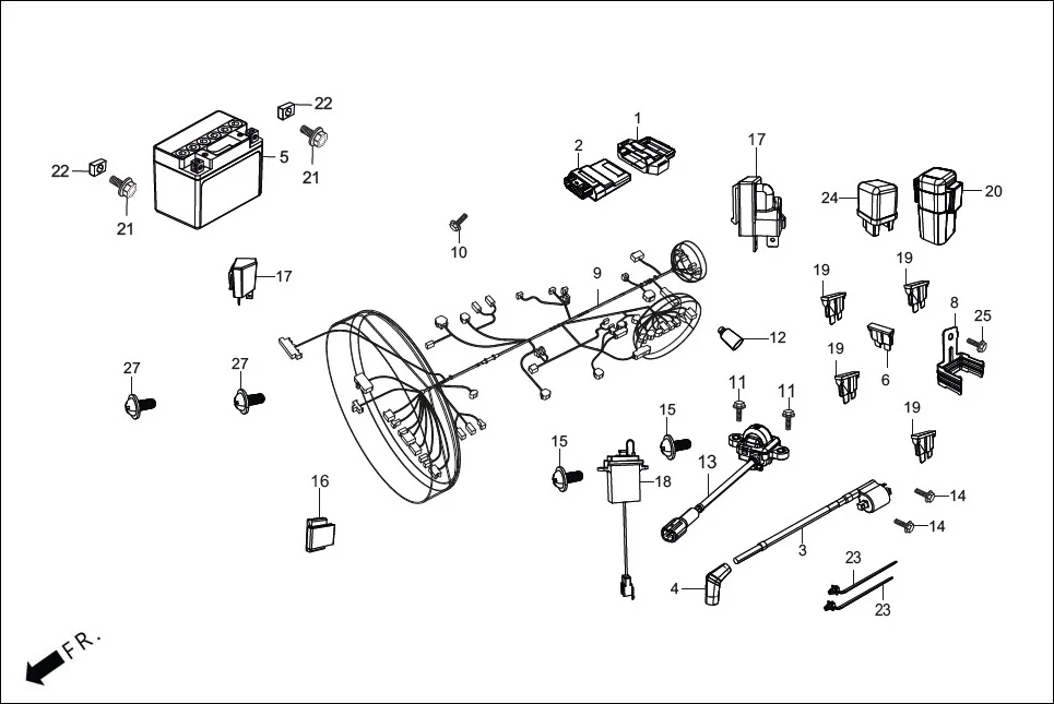 F-24-SELF WIRE HARNESS/BATTERY diagram showing ADHMA7F002000G