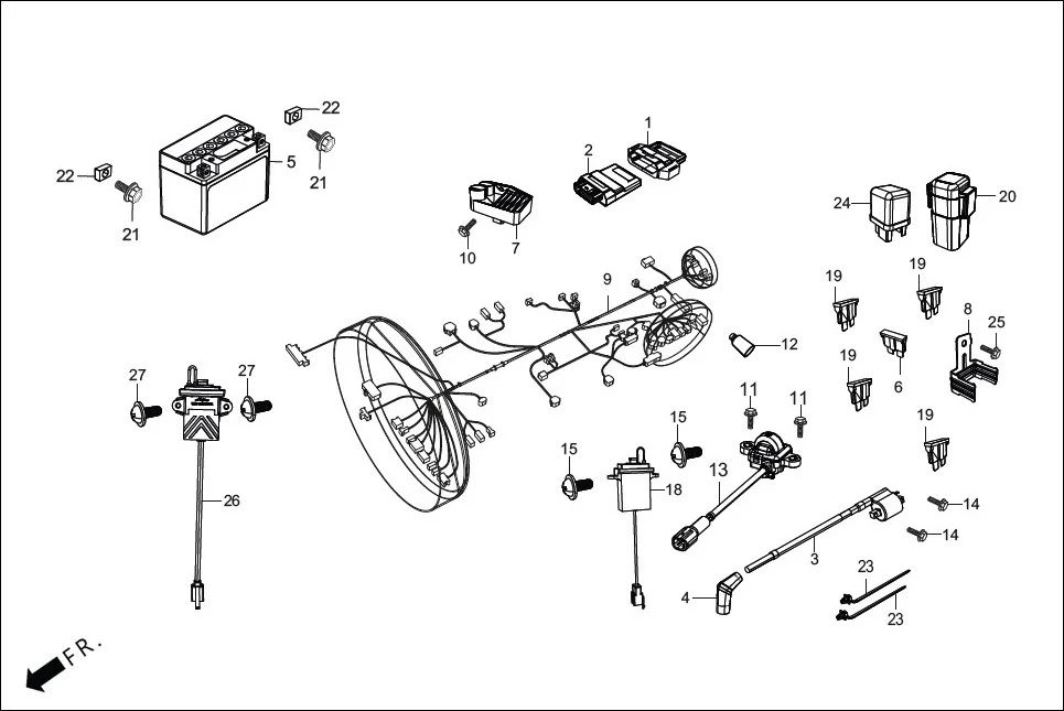F-24-XTEC WIRE HARNESS/BATTERY diagram showing 90306-KVT-941