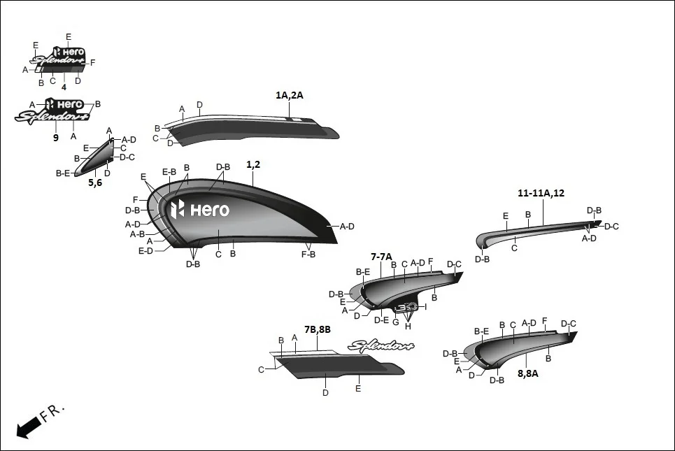 F-27-SELF STRIPES/MARK diagram showing 17596-AAE-C00X